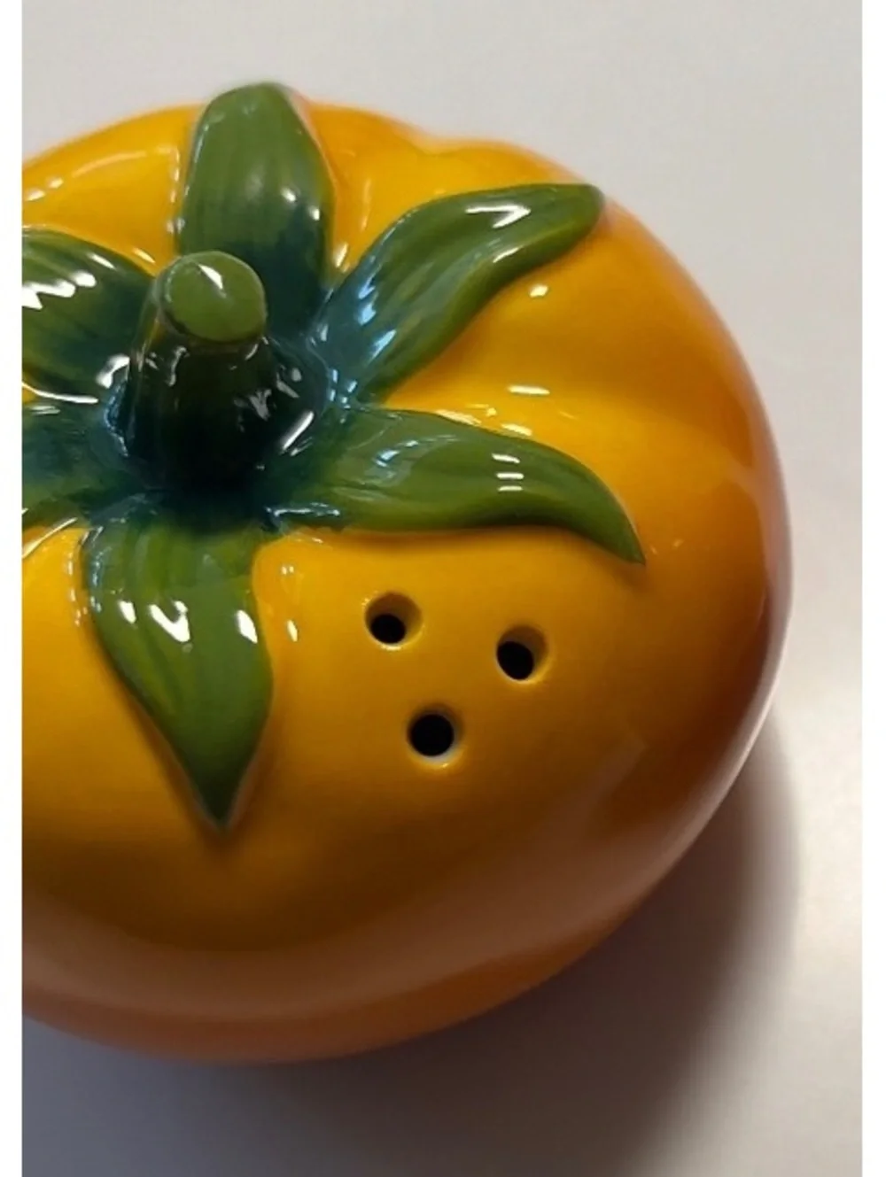 Ceramic Tomato-Shaped Salt and Pepper Shakers Set - Hand-Painted Yellow and Red,